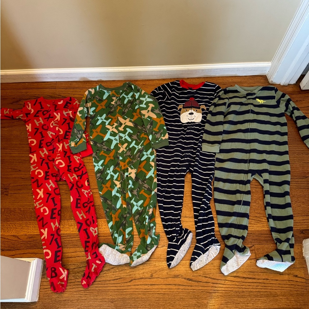 4t toddler boys pajamas fleece airplanes stripe alphabet pjs